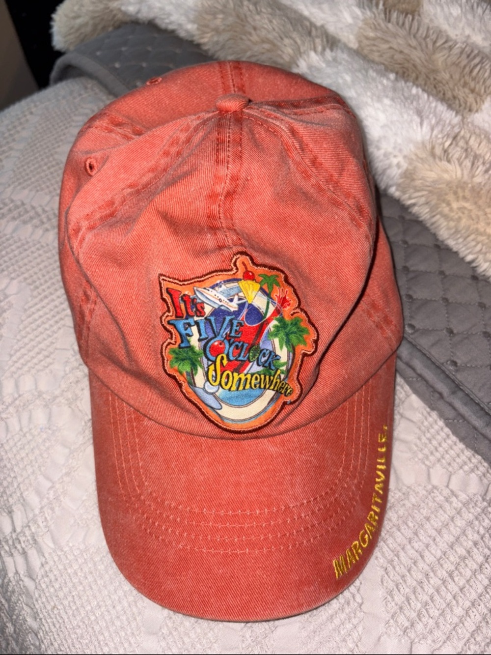 Margaritaville Coral Baseball Cap with Tropical Patch